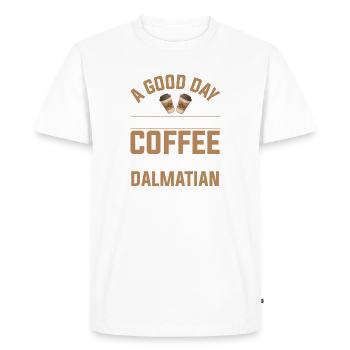Dalmatien Café Buveur Chien Race Patte de Caféine - T-shirt Premium bio Homme - blanc - Devant - Nico (187cm)