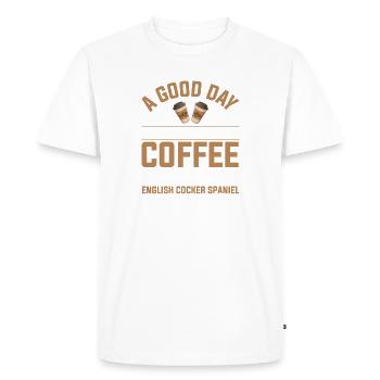 English Cocker Spaniel Coffee Drinking Caffeine - Men's Premium Organic T-Shirt - white - Front - Nico (187cm)