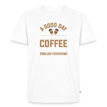 English Foxhound Coffee Drinking Caffeine Paw - Men's Premium Organic T-Shirt - white - Front - Nico (187cm)