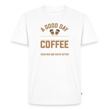 Irish Red and White Setter Coffee Drinking Caffeine - T-shirt Premium bio Homme - blanc - Devant - Nico (187cm)