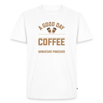 Miniature Pinscher Coffee Buvant de la caféine Propriétaires de chiens - T-shirt Premium bio Homme - blanc - Devant - Nico (187cm)