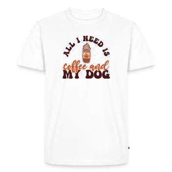Coffee Cup Dog Coffee Lovers Statement - Men's Premium Organic T-Shirt - white - Front - Nico (187cm)