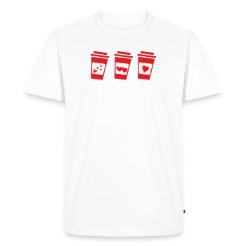 Café Sarcasme Amis Bonheur Joie Cappuccino - T-shirt Premium bio Homme - blanc - Devant - Nico (187cm)