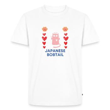 Bobtail japonais Chat japonais à queue de velours - T-shirt Premium bio Homme - blanc - Devant - Nico (187cm)