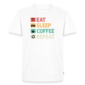 Café Sarcasme Amis Bonheur Joie Cappuccino - T-shirt Premium bio Homme - blanc - Devant - Nico (187cm)