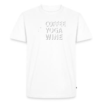 Coffee Yoga Wine - Men's Premium Organic T-Shirt - white - Front - Nico (187cm)
