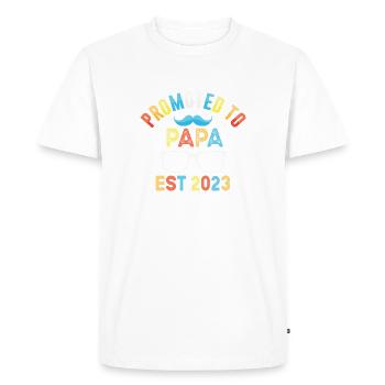 Father 2023 - Papa 2023 - Papa get pregnant - Men's Premium Organic T-Shirt - white - Front - Nico (187cm)