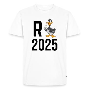 Pension 2025 - Canard de dessin animé cool - T-shirt Premium bio Homme - blanc - Devant - Nico (187cm)