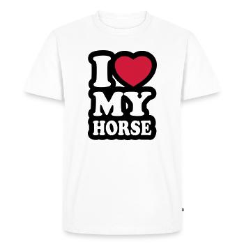 I love my horse - J'aime mon cheval - T-shirt Premium bio Homme - blanc - Devant - Nico (187cm)