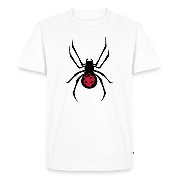 Une araignée noire avec le crâne rouge - T-shirt Premium bio Homme - blanc - Devant - Nico (187cm)
