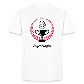Psychologue / Psychiatre / Travail / Psychanalyste - T-shirt Premium bio Homme - blanc - Devant - Nico (187cm)