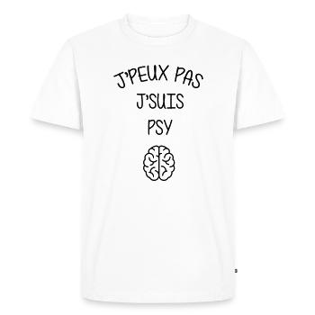 Psychologue / Psychiatre / Travail / Psychanalyste - T-shirt Premium bio Homme - blanc - Devant - Nico (187cm)
