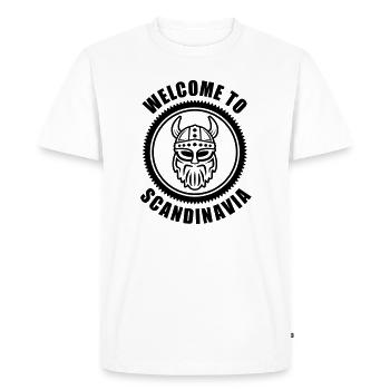 Vikings Logo Welcome to Scandinavia - T-shirt Premium bio Homme - blanc - Devant - Nico (187cm)