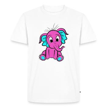 Éléphant rose - T-shirt Premium bio Homme - blanc - Devant - Nico (187cm)