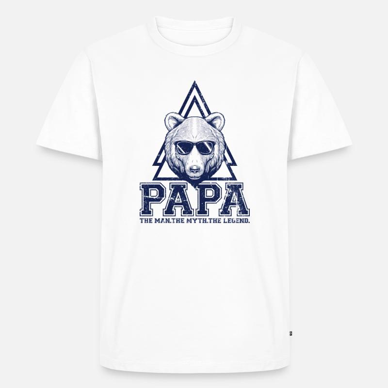 Papa Bear Dreieck-Logo - Männer Premium Bio T-Shirt - Weiß