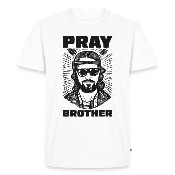 Priez frère - Cool Jesus Design - T-shirt Premium bio Homme - blanc - Devant - Nico (187cm)