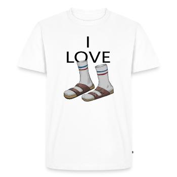 Chaussettes et sandales vintage bandes bleue rouge - T-shirt Premium bio Homme - blanc - Devant - Nico (187cm)