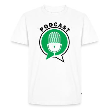 Podcast Microphone Bulles de dialogue - T-shirt Premium bio Homme - blanc - Devant - Nico (187cm)