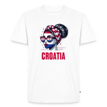 Stylish Croatia Girl: Retro Chic with Modern Twist - Men's Premium Organic T-Shirt - white - Front - Nico (187cm)
