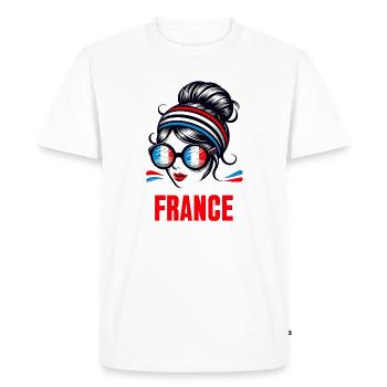 Stylish France Girl : Rétro chic avec une touche moderne - T-shirt Premium bio Homme - blanc - Devant - Nico (187cm)