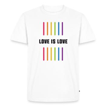 Mois de la fierté LGBT - Love is Love - T-shirt Premium bio Homme - blanc - Devant - Nico (187cm)