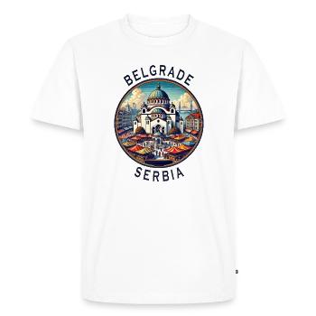 Belgrade, Serbie, Beograd Design - T-shirt Premium bio Homme - blanc - Devant - Nico (187cm)