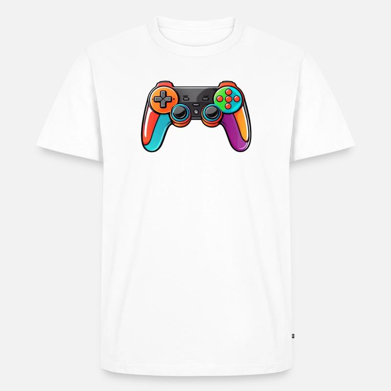 Gamepad Controller Farben Bunt - Männer Premium Bio T-Shirt - Weiß