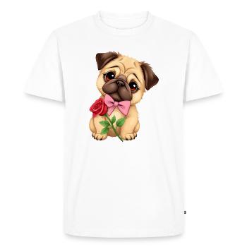 Pug Dog - Men's Premium Organic T-Shirt - white - Front - Nico (187cm)