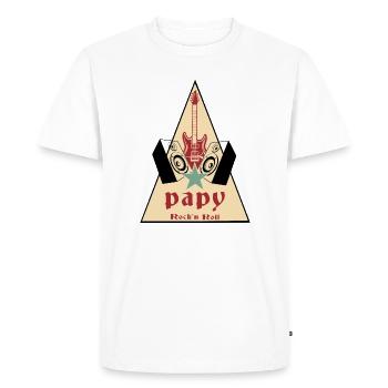 Papy rock'n roll - T-shirt Premium bio Homme - blanc - Devant - Nico (187cm)