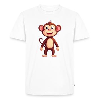 singe chimpanzé mignon illustration zoo animal drôle - T-shirt Premium bio Homme - blanc - Devant - Nico (187cm)