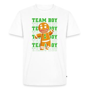 Grossesse Naissance Pain d’épices Noël - T-shirt Premium bio Homme - blanc - Devant - Nico (187cm)