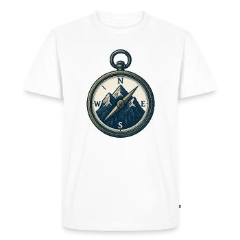Compass Mountain Trek Azimut Hiking Gift - Men's Premium Organic T-Shirt - white - Front - Nico (187cm)