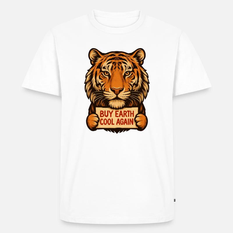 Tiger sagt: Make Eath Cool Again - Männer Premium Bio T-Shirt - Weiß