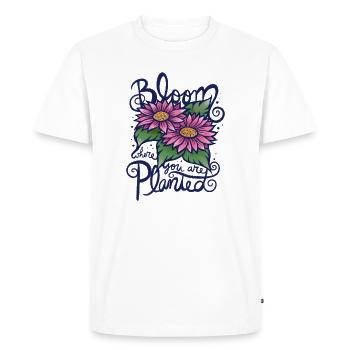 Fleurir là où tu es Plantez Tournesols - T-shirt Premium bio Homme - blanc - Devant - Nico (187cm)