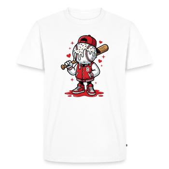 Dessin animé du joueur de baseball doux - T-shirt Premium bio Homme - blanc - Devant - Nico (187cm)