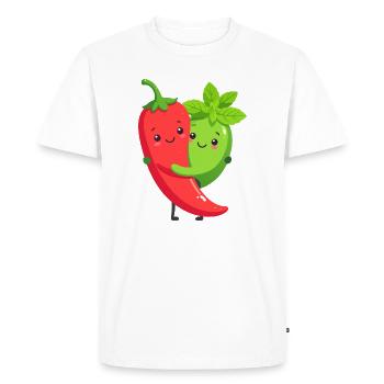 Amis câlins au piment mentthe - T-shirt Premium bio Homme - blanc - Devant - Nico (187cm)