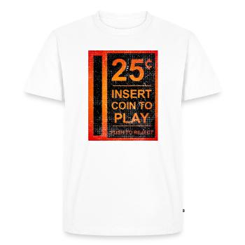Insert Coin Retro Arcade Videogame Bartop Funny - Men's Premium Organic T-Shirt - white - Front - Nico (187cm)