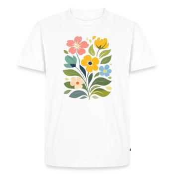 Illustration de fleurs colorées Motif floral nature - T-shirt Premium bio Homme - blanc - Devant - Nico (187cm)