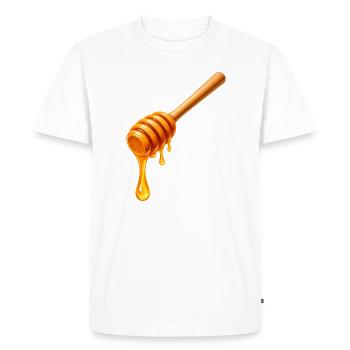 Cuillère à miel avec illustration de miel qui goutte - T-shirt Premium bio Homme - blanc - Devant - Nico (187cm)