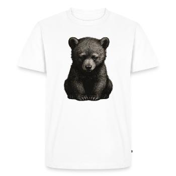 Black and White Bear Cub - Men's Premium Organic T-Shirt - white - Front - Nico (187cm)