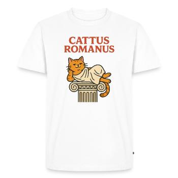 Cattus Romani – Funny Cat Toga Romans T-Shirt - Men's Premium Organic T-Shirt - white - Front - Nico (187cm)