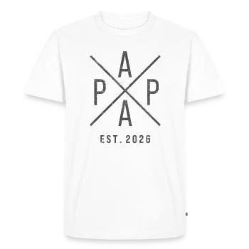Papa Established Vintage Look 2026 - T-shirt Premium bio Homme - blanc - Devant - Nico (187cm)