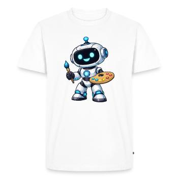 Robot de peinture artistique avec palette - T-shirt Premium bio Homme - blanc - Devant - Nico (187cm)