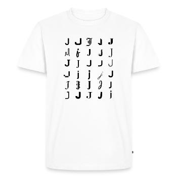 Typography J monogram letter mosaic design - Men's Premium Organic T-Shirt - white - Front - Nico (187cm)