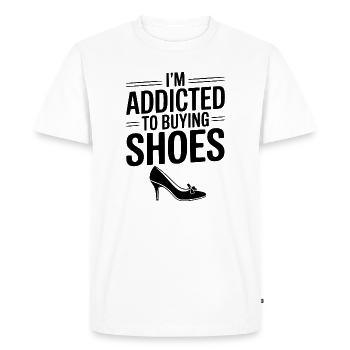 Je suis accro à l’achat de chaussures - T-shirt Premium bio Homme - blanc - Devant - Nico (187cm)