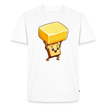 Le héros du pain soulève le bloc de beurre - T-shirt Premium bio Homme - blanc - Devant - Nico (187cm)