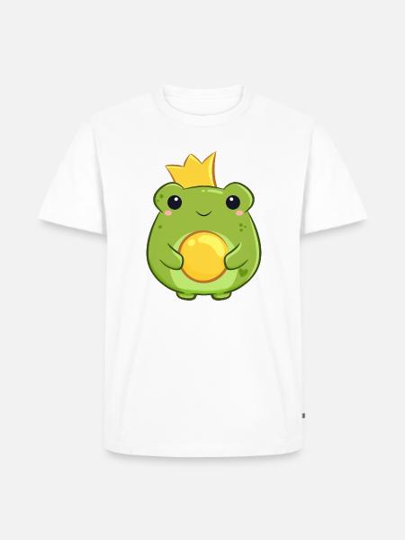 Königlicher Froschprinz mit Krönchen - Märchen - Männer Premium Bio T-Shirt - Weiß