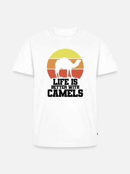 Kamel Retro Humor - Männer Premium Bio T-Shirt - Weiß