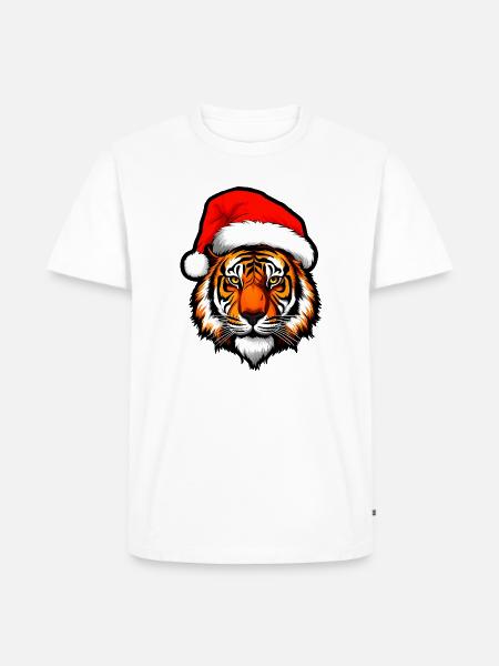Weihnachten Tiger - Männer Premium Bio T-Shirt - Weiß