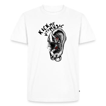 Kick me avec de la musique - T-shirt Premium bio Homme - blanc - Devant - Nico (187cm)